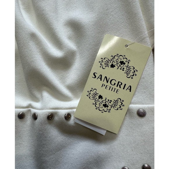 NWT Sangria Ivory Cap Sleeve Studded Waist Dress, Size 8P - Picture 4 of 10